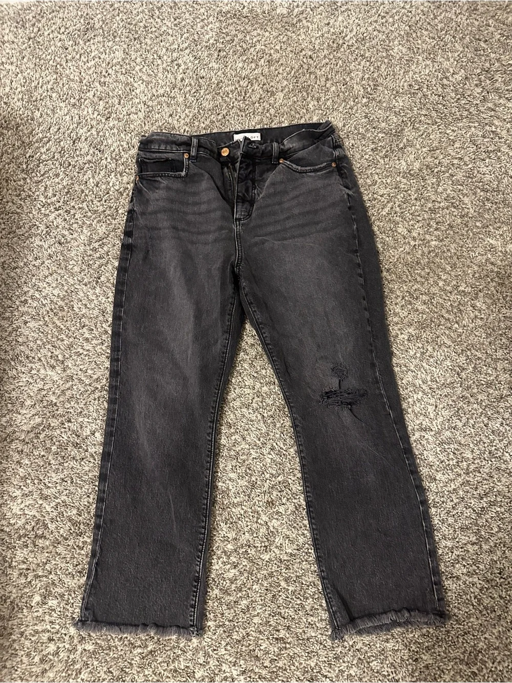 Women's Black Washed High-Rise Straight Jeans Ankle Length
